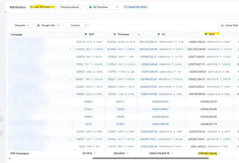 Triple Whale totals showing $8.7M in new-customer revenue